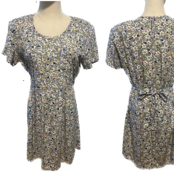 Lili Taylor Dresses & Skirts - 90S LILI TAYLOR BLUE & GREEN FLORAL MINI DRESS TUNIC TWEE DITZY COTTAGECORE SZ 8
